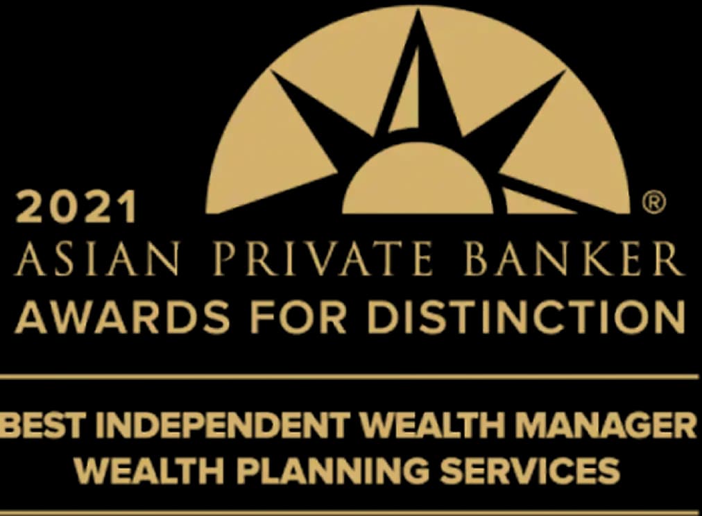 2021 Asian Private Banker Awards for Distinction logo with the title Best Independent Wealth Manager Wealth Planning Services.